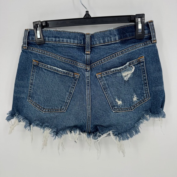 Abercrombie & Fitch The Mom Short Mid Rise Distressed Denim Blue Jean Shorts - Picture 3 of 4